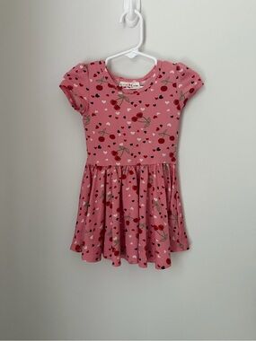 Dot Dot Smile Pink Cherry Heart Twirl Dress